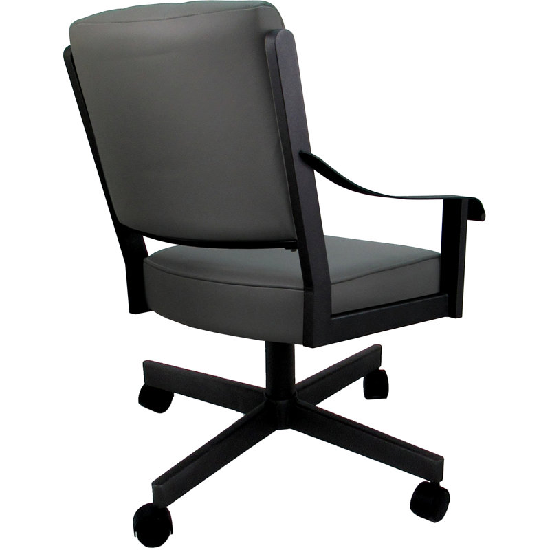 Leather Metal Dining Caster Chair Swivel Tilt, Gray , Black