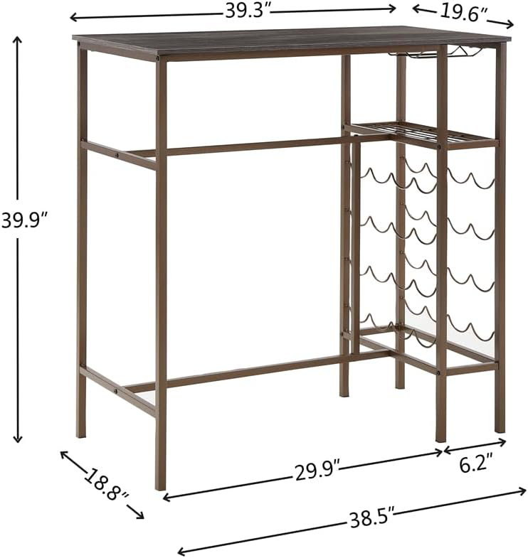 CuisinSmart Dining Table Set for 2, Kitchen Table with 2 Upholstered Bar Chairs, Counter Height Bar Kitchen Table Set with Storage Shelf, Kitchen Bar Table Set for Small Space, Apartment