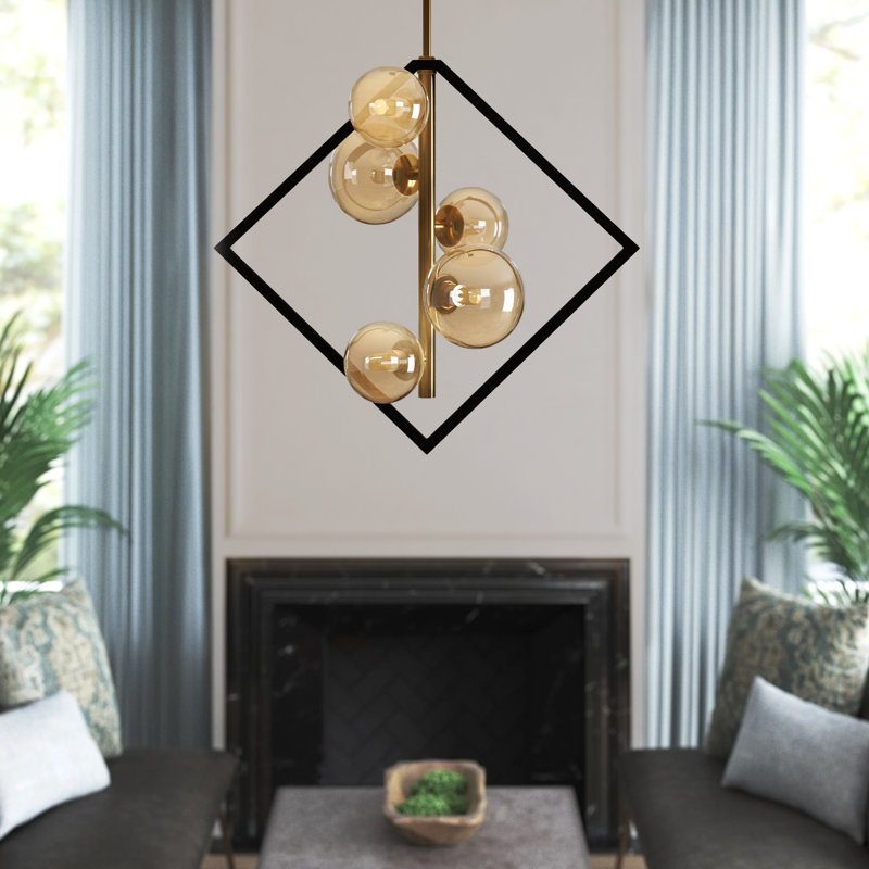 Arvilla 5 - Light Dimmable Sputnik Chandelier, Champagne, Aged Brass