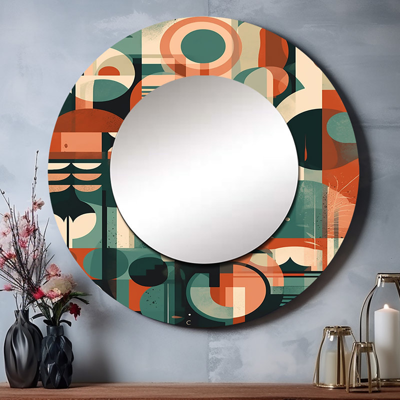 Onkar Mid Century Artistic Transformations II - grand miroir mural moderne de style Mid-Century, 36 po x 36 po
