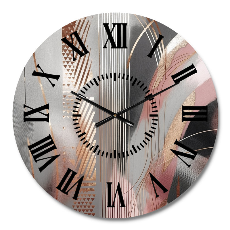 Horloge murale rose à motif de cercles complexes, Médium