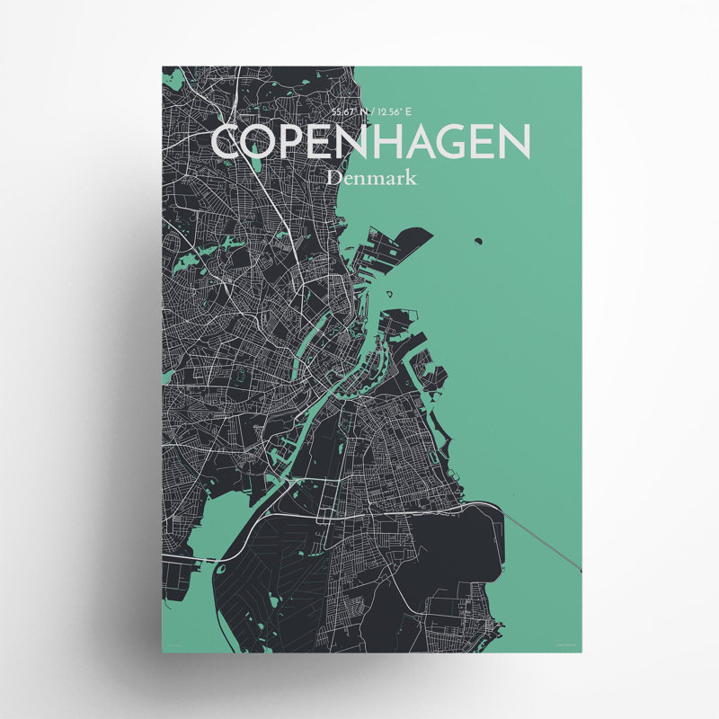 Copenhagen City Map In Dream - No Frame Print, 27.6cm H x 19.7cm W x 0.05cm D