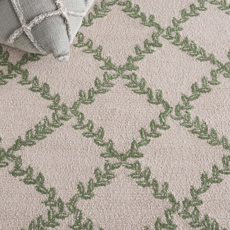 Jonsson Hand Hooked Wool Pile Geometric Rug, Oval 4'6" x 6'6"