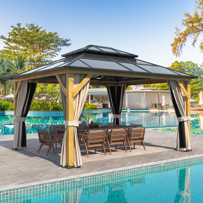  14 Ft. W X 12 Ft. D Solid Wood Patio Gazebo Gazebo