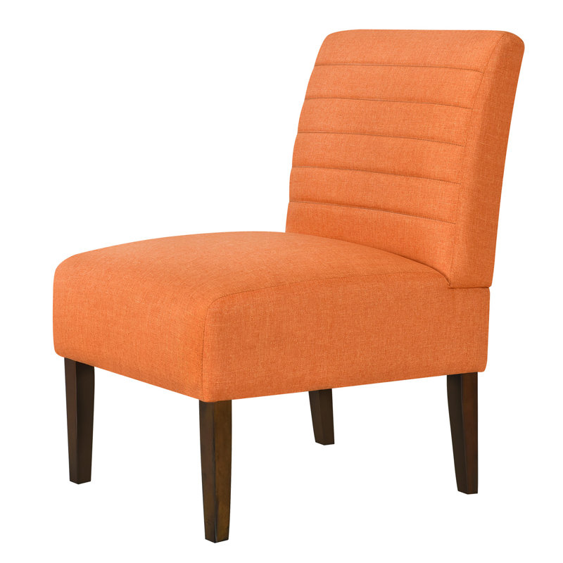 Aftonshire Modern Accent Chair, Armless Lounge Chair With Tufted Upholstery & Wood Legs, Fabric Side Chair- Horizontal Back Design, Comfortable Decor