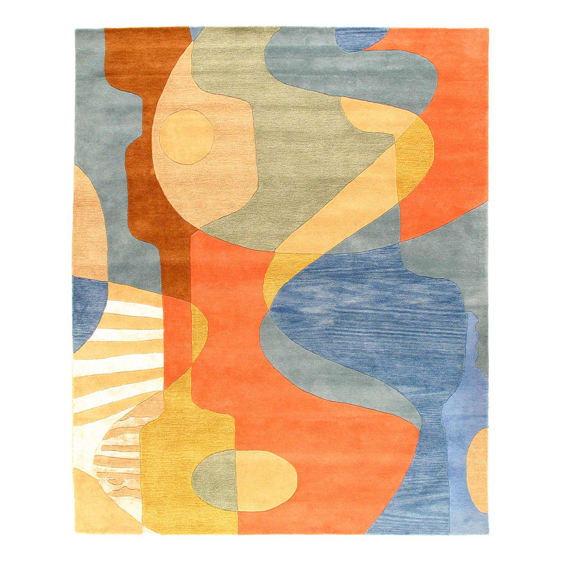 Tapis fin touffeté à la main 7 pi 9 po x 9 pi 9 po
