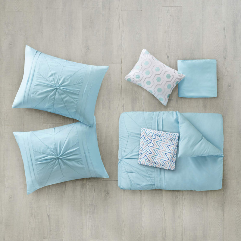 Toren Embroidered Comforter Set with Bed Sheets
