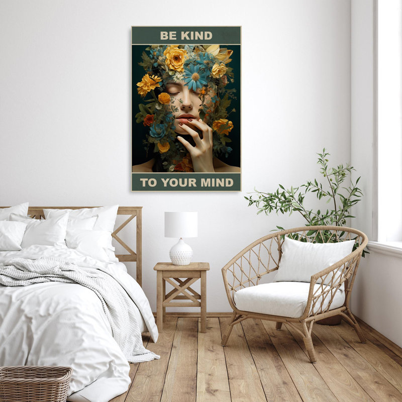 «Flowers Be Kind To Your Mind», impression sur toile, H 20 po x l 16 po x P 1,25 po