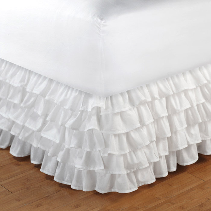 Jupe de lit touffetée 15 po, Simple, Blanc
