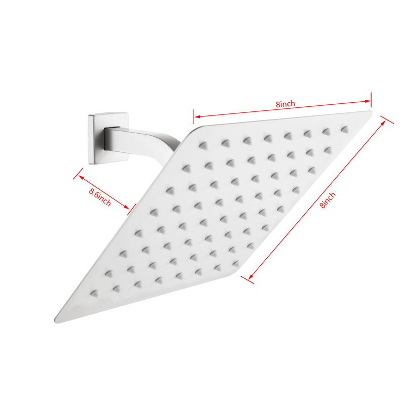 Bathroom Rainfall Shower - 304 Stainless Steel Thin With Self-Cleaning Nozzles In Brushed Nickel Head For Waterfall Satisfying Experience