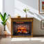 Foyer électrique de 28 po avec manteau de cheminée Winston Porter - foyer à quartz infrarouge avec roulettes et télécommande - flamme et bûche réalistes - luminosité de flamme réglable - foyer pour le salon, chêne caramel