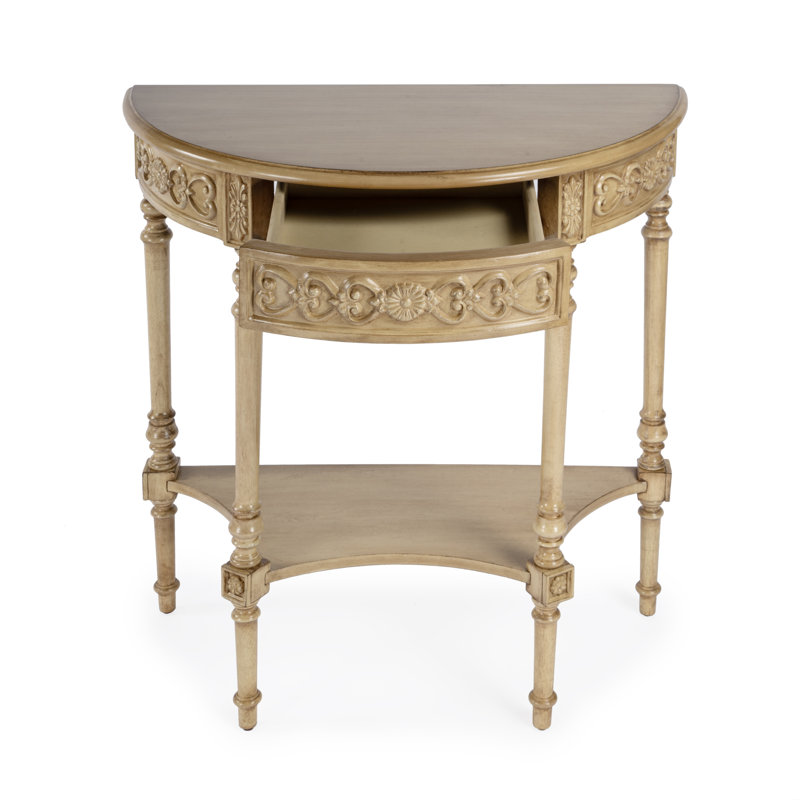 Danelle Demilune 30" Console Table, Antique Beige