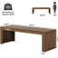 Bureau de 79 pouces de long au style minimaliste épuré, grain de bois brun, stable sur un sol inégal, longueur d'écriture facile à assembler, bureau spacieux, surfaces,