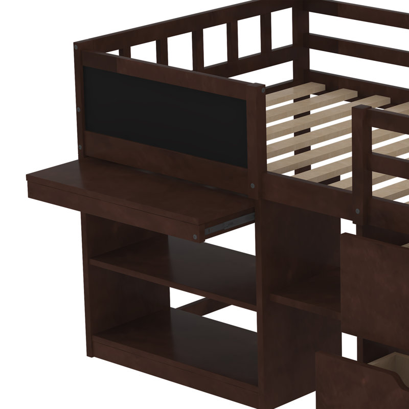Lit simple avec tablettes Henadz, Espresso