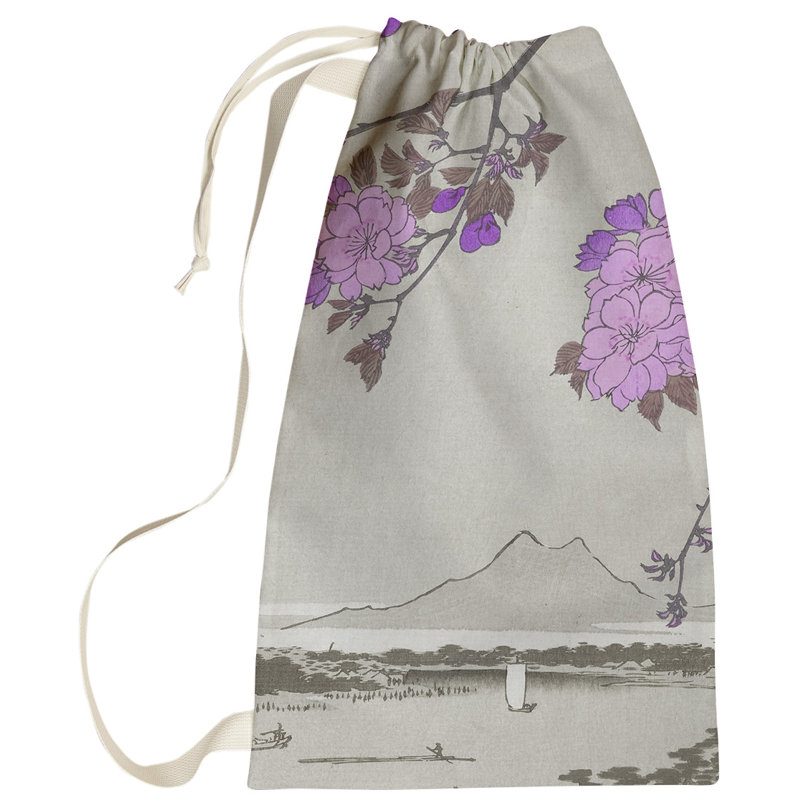 Sac à linge à fleurs au-dessus du fleuve Macintyre, Grand (H 76,5 po x l 29,5 po x P 1,5 po), Mauve