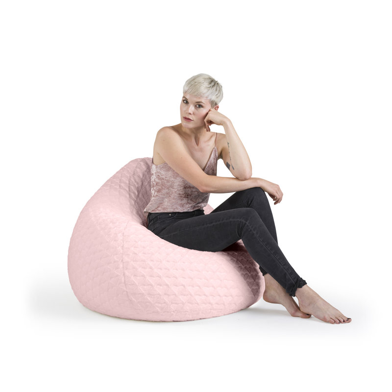 Faux Fur Fluffy Hearts Classic Bean Bag, Rose Velvet