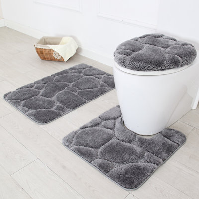 Hardcastle Non-Slip Bath Rug - Contour Mat - Lid Cover