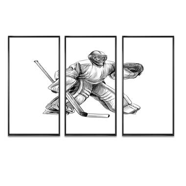 Hockey Player Sketch in Winter Sport - Global Printed Throw Pillow East Urban Home Size: 18 x 18