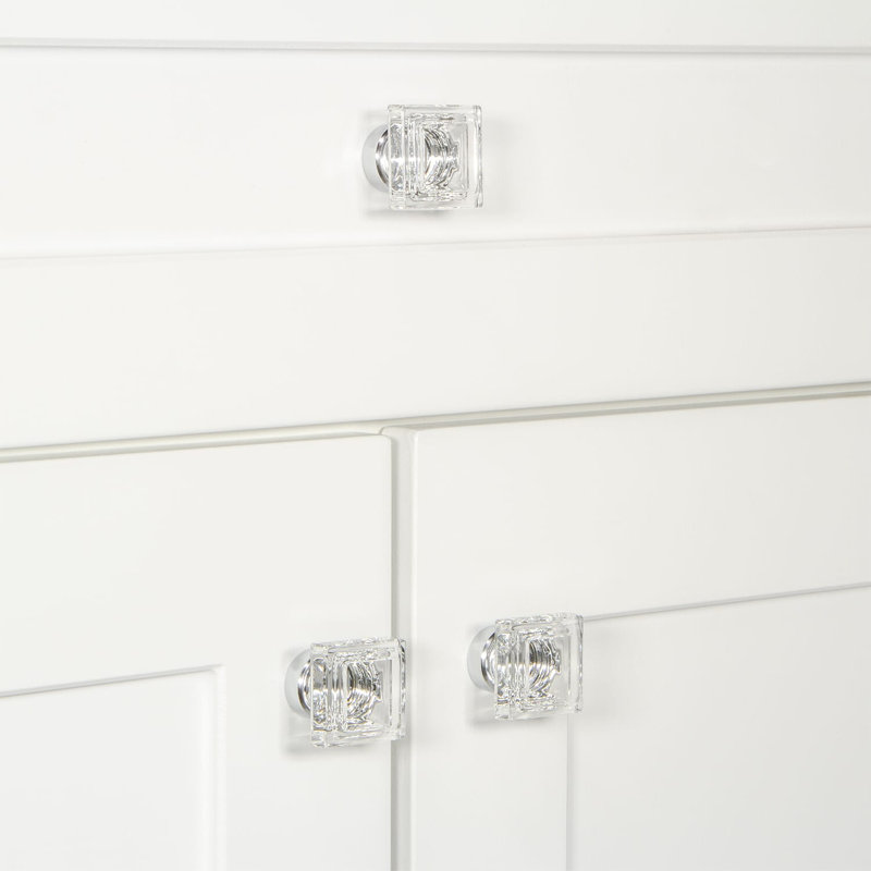 Carré Square Cabinet Knob, Bright Chrome