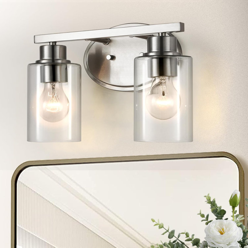 Modern Bathroom Vanity Light Fixture With Clear Glass Shades, Brushed Nickel Finish, Rustproof Wall Mount Lighting For Bathroom, Hallway, And Bedroom