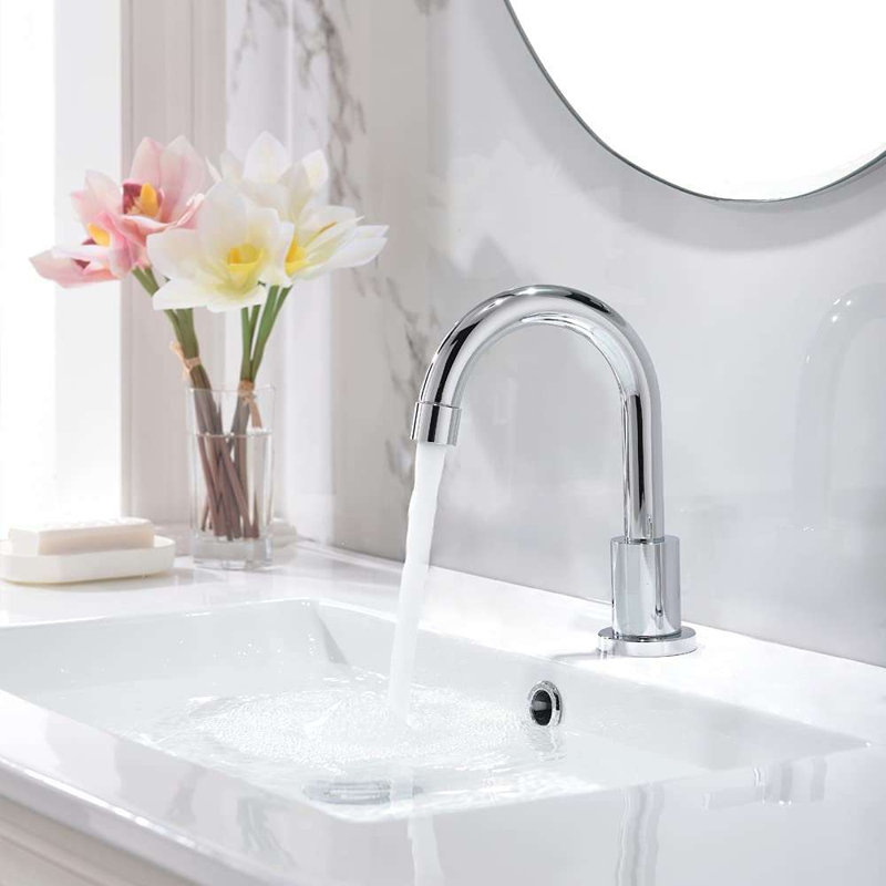 BathSelect Venosa Chrome Automatic Touchless Sensor Faucet Commercial Deck Mount Solid Brass Sensor Tap