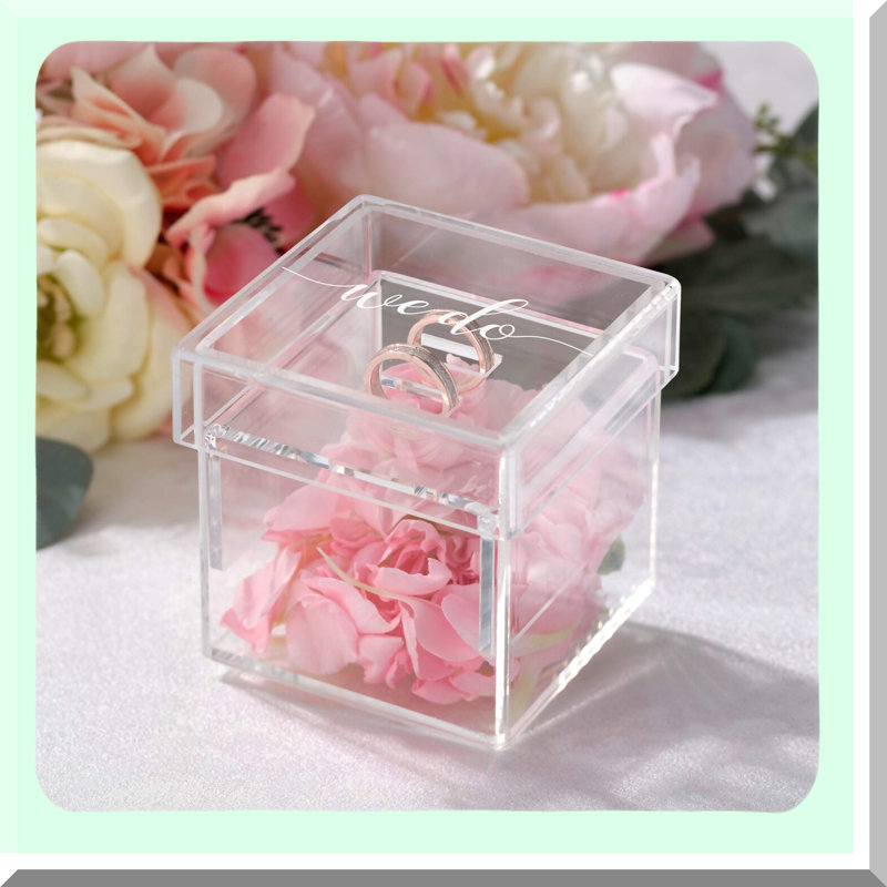 Clear Acrylic Wedding Ring Box and Pillow Alternative