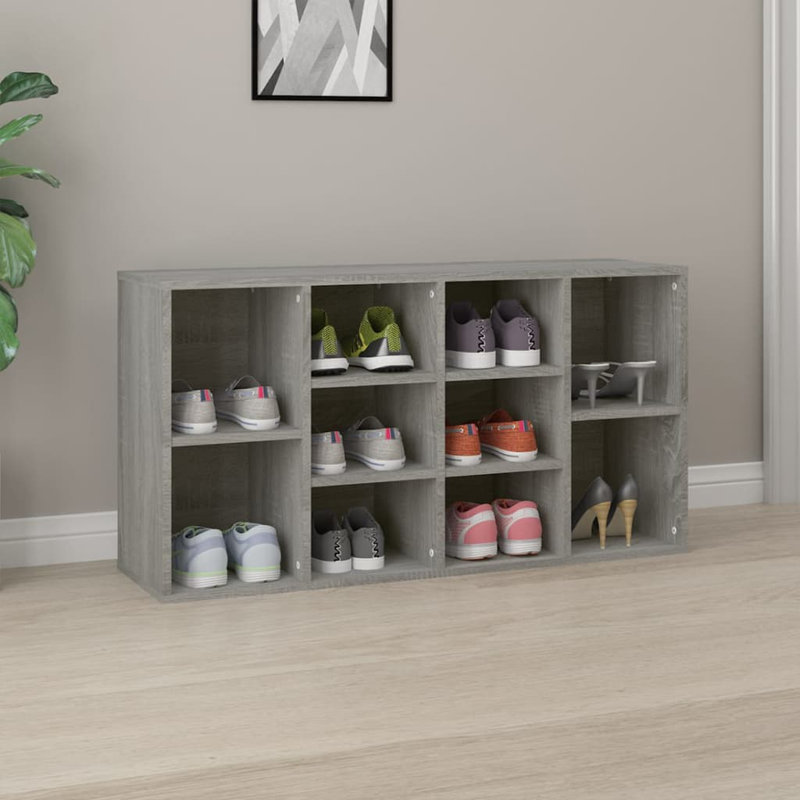10 Pair Shoe Storage Bench, Grey Sonoma