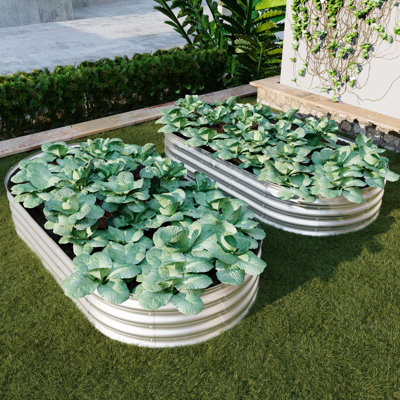 Ensemble de lit de jardin surélevé galvanisé de 1 pi - Jardinière d'extérieur robuste pour légumes, fleurs et herbes, conception modulaire résistante à la rouille, facile à assembler