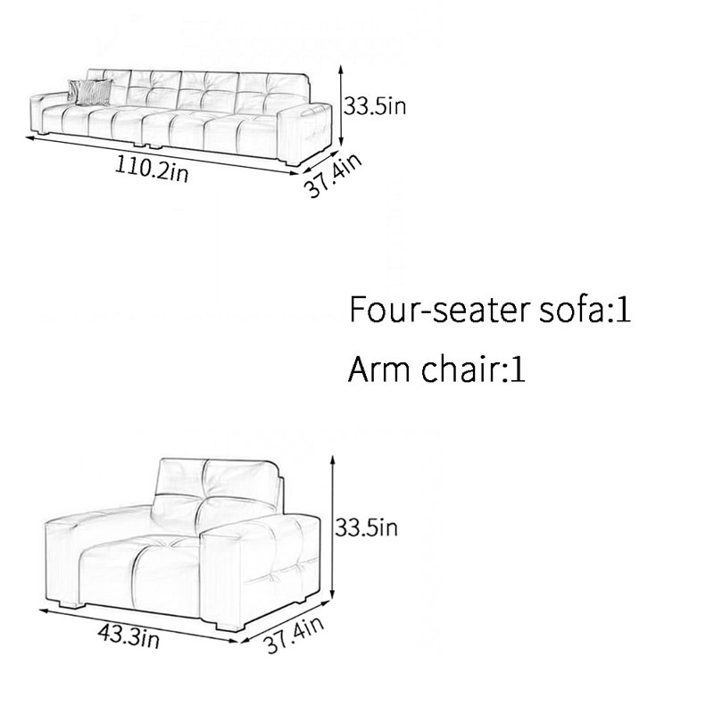 Modern simple Italian sofa set