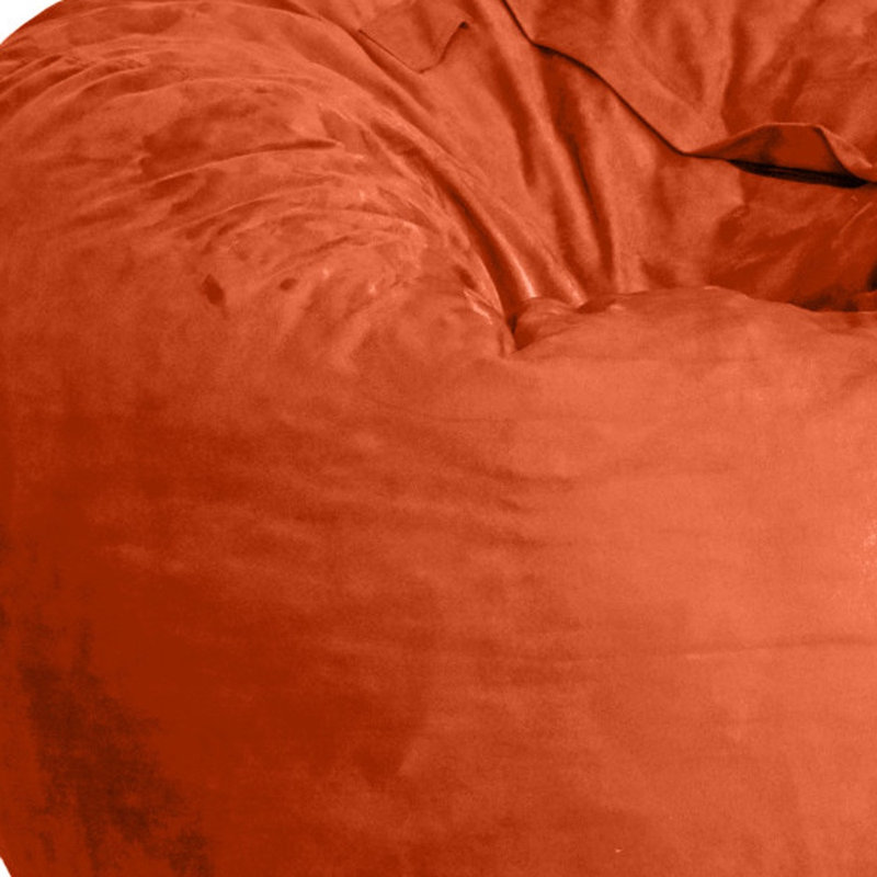 Pouf classique orange en microfibre suédée de 119 cm, Microfibre / microsuède orange