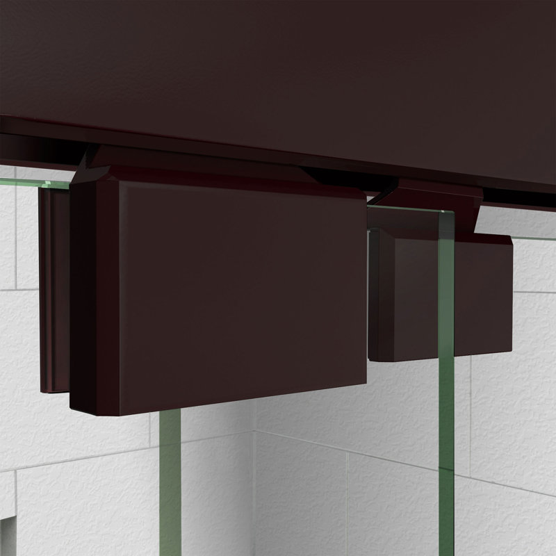 Encore 78.75" H Semi-frameless Sliding Shower Enclosure, Oil Rubbed Bronze/Biscuit, Center