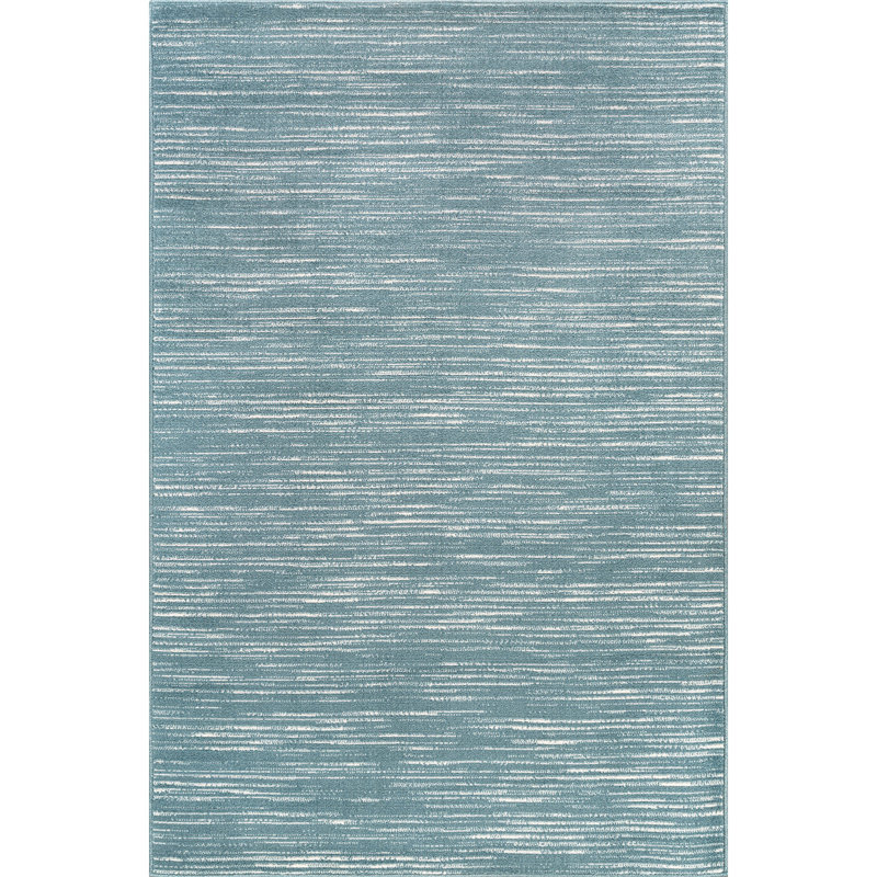 Tapis rayé intérieur / extérieur, Teal, Rectangle 5' x 7'