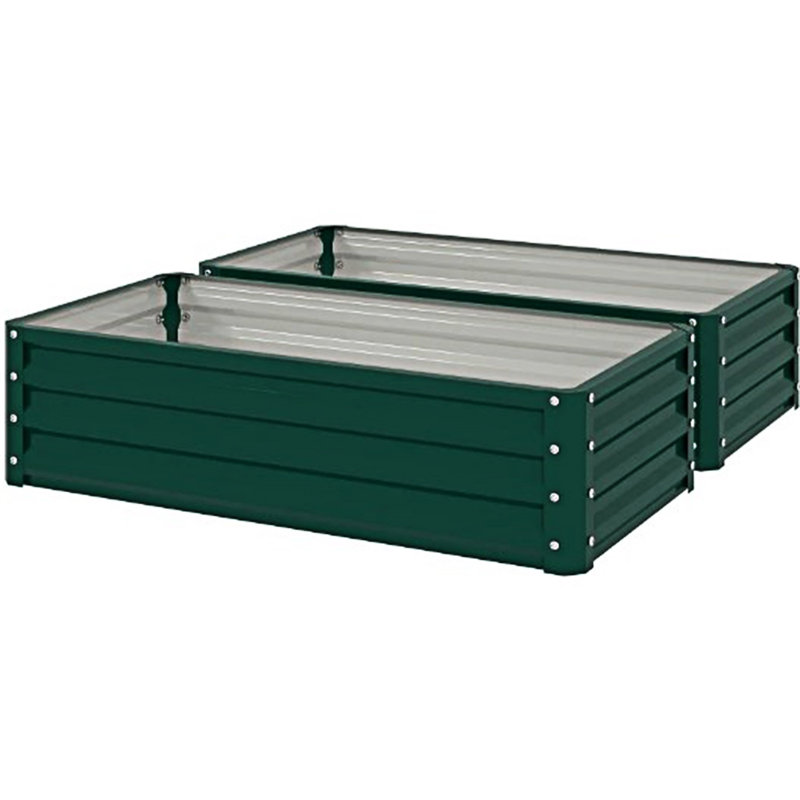 Metal Planter Box Galvanized Raised Garden Bed, Green