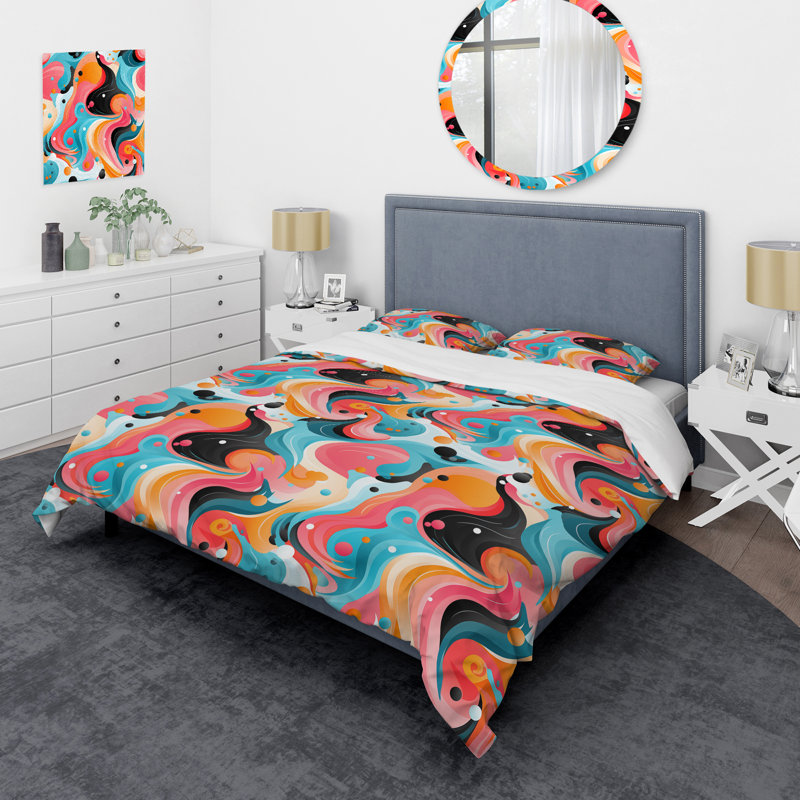 Literie colorée Mirage II Popart, Housse de couette pour très grand lit et 2 très