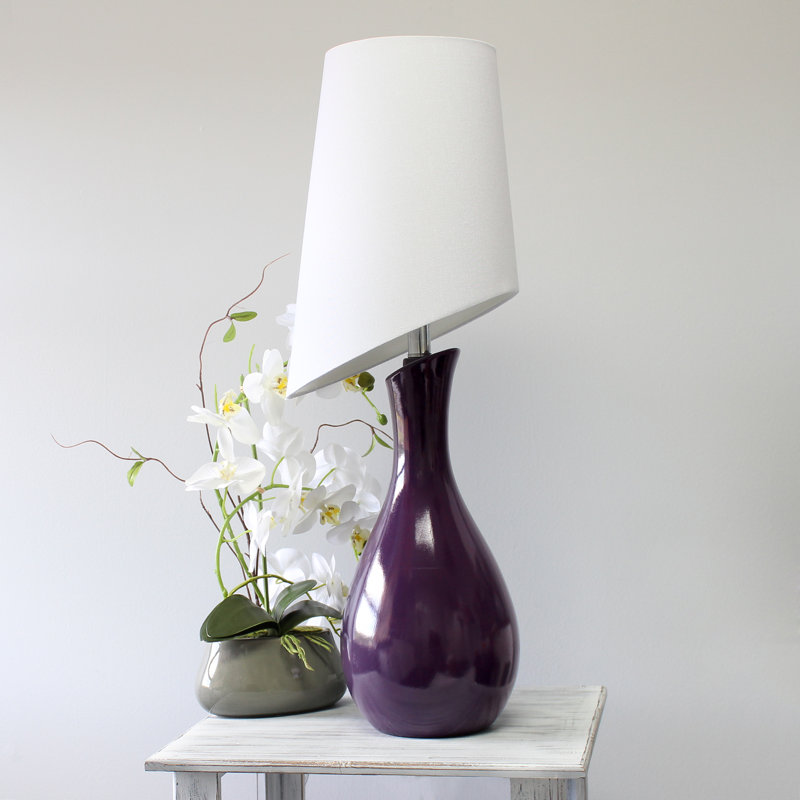  Curvy Ceramic Table Lamp, Purple