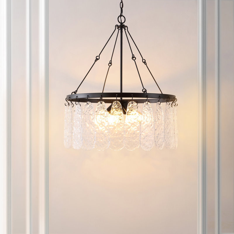 Aremythia Black Iron and Crystal 6-Light Chandelier