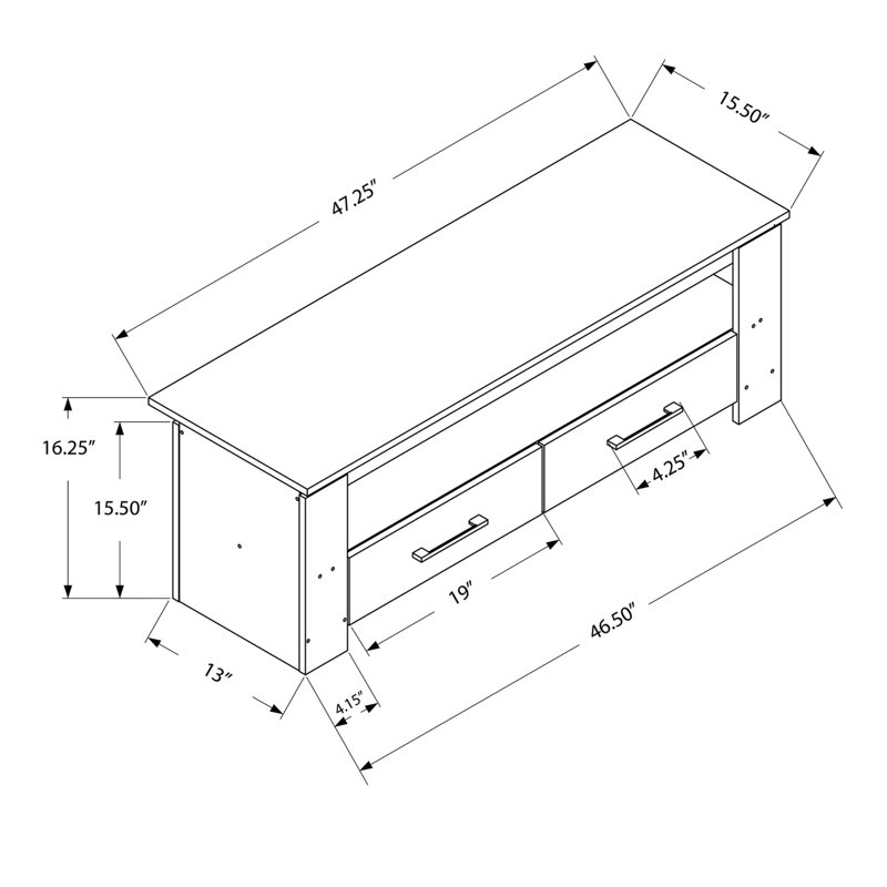 Meuble télé, console de 48 po, meuble multimédia, tiroirs de rangement, salon, chambre à coucher, contemporain, moderne (meuble télé)