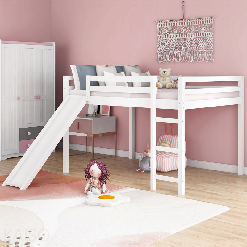 Lit mezzanine avec glissade, conception multifonctionnelle, lit double