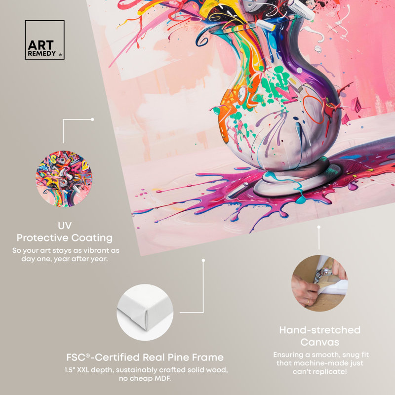 Burst of Color Abstract Vase Canvas Art in Multicolor