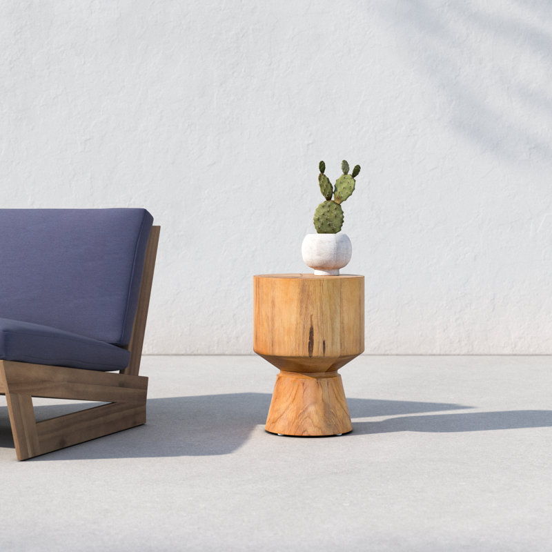 Lecce Round Teak Outdoor Side Table , 13'' in. W 13'' in. D, Natural
