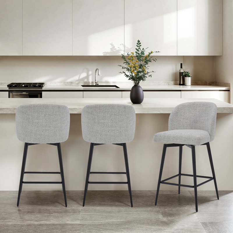 Benedit Swivel Counter & Bar Stool, White (Multi-colored), Counter Stool (27" Seat Height), 3