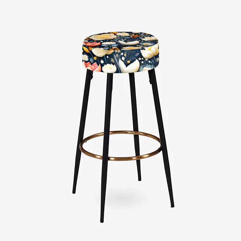 Ensemble de 2 tabourets de bar floraux bleus multicolores