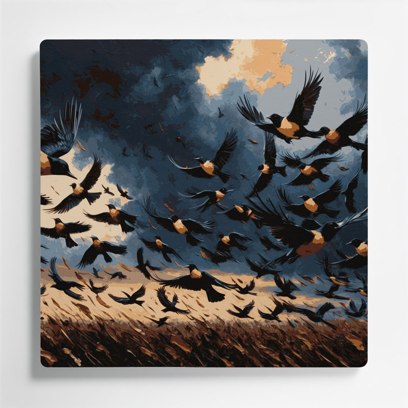 Art mural en métal oiseaux, H 12 po x l 12 po