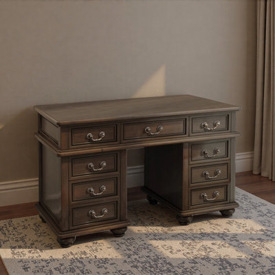 Dark brown nine-drawer strong storage writing desk