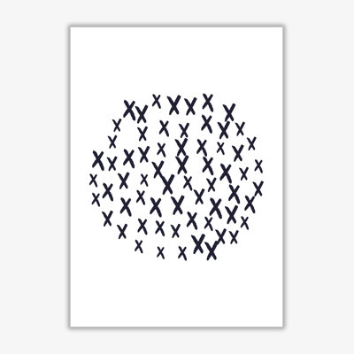 Black Crosses Circle Abstract - Single Picture Frame Print