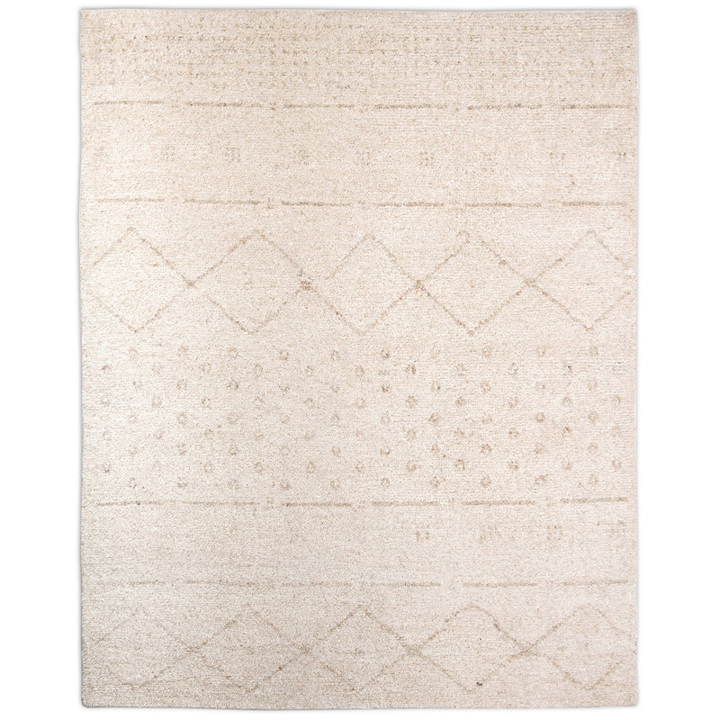 Tapis beige / ivoire / brun noué à la main de haute qualité, Rectangle 8 pi x 10 pi