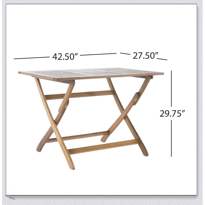 Table pliante en bois d'acacia de 43,5 po Positano, résistante aux intempéries et peu encombrante pour les repas et les rassemblements en plein air