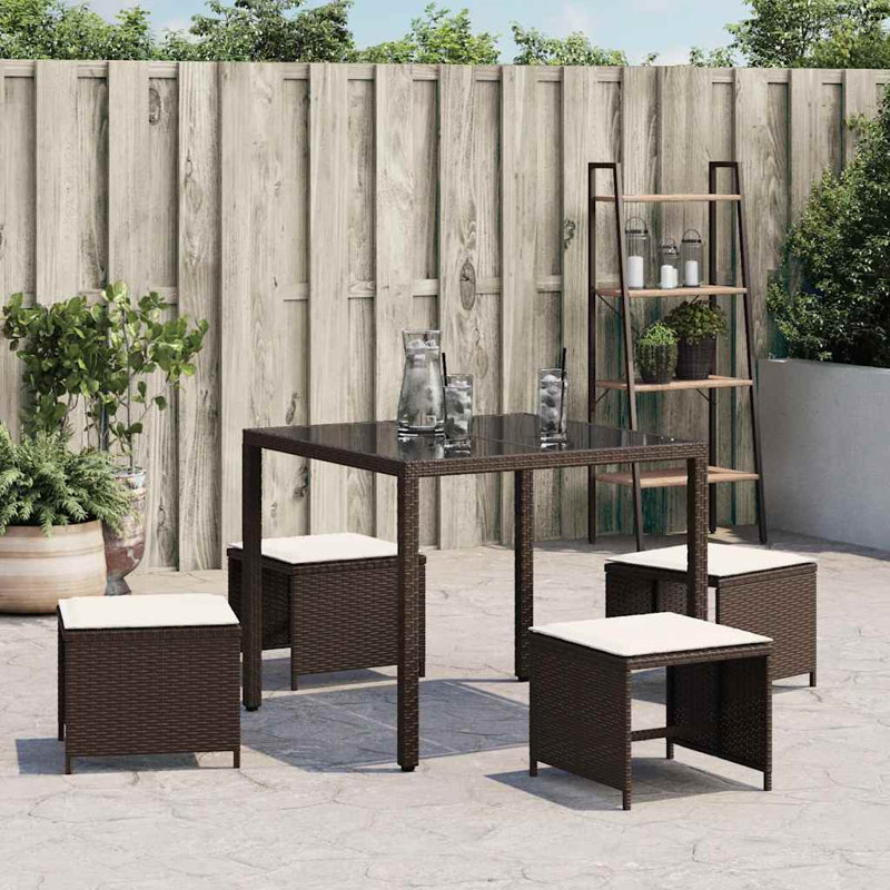 Outdoor Ottoman, Cream White, Brown