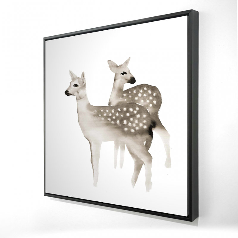 Rustic Deer Framed Canvas | Brown Fawns Wall Art Decor