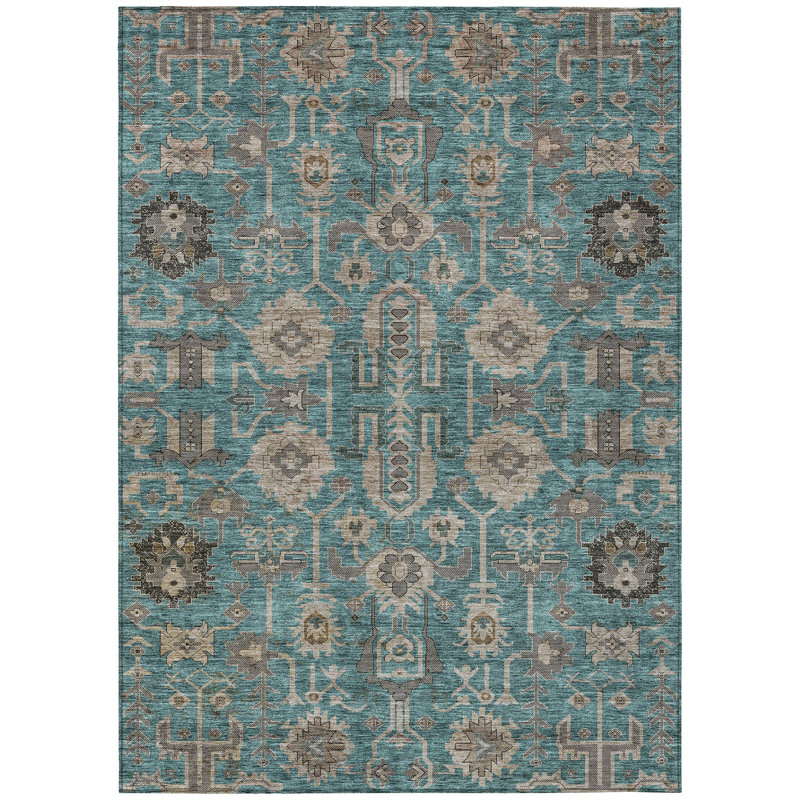 Myda Flatweave Washable Oriental Indoor / Outdoor Rug, Rectangle 9' x 12'